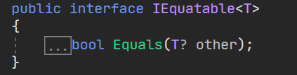 C#内建接口：IEquatable泛型