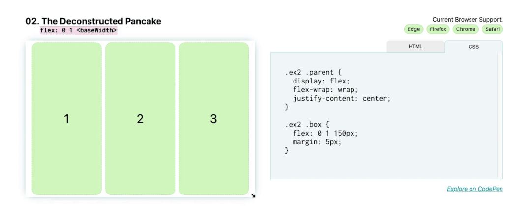 一行CSS实现 解构煎饼式布局：flex: <grow> <shrink> <baseWidth>