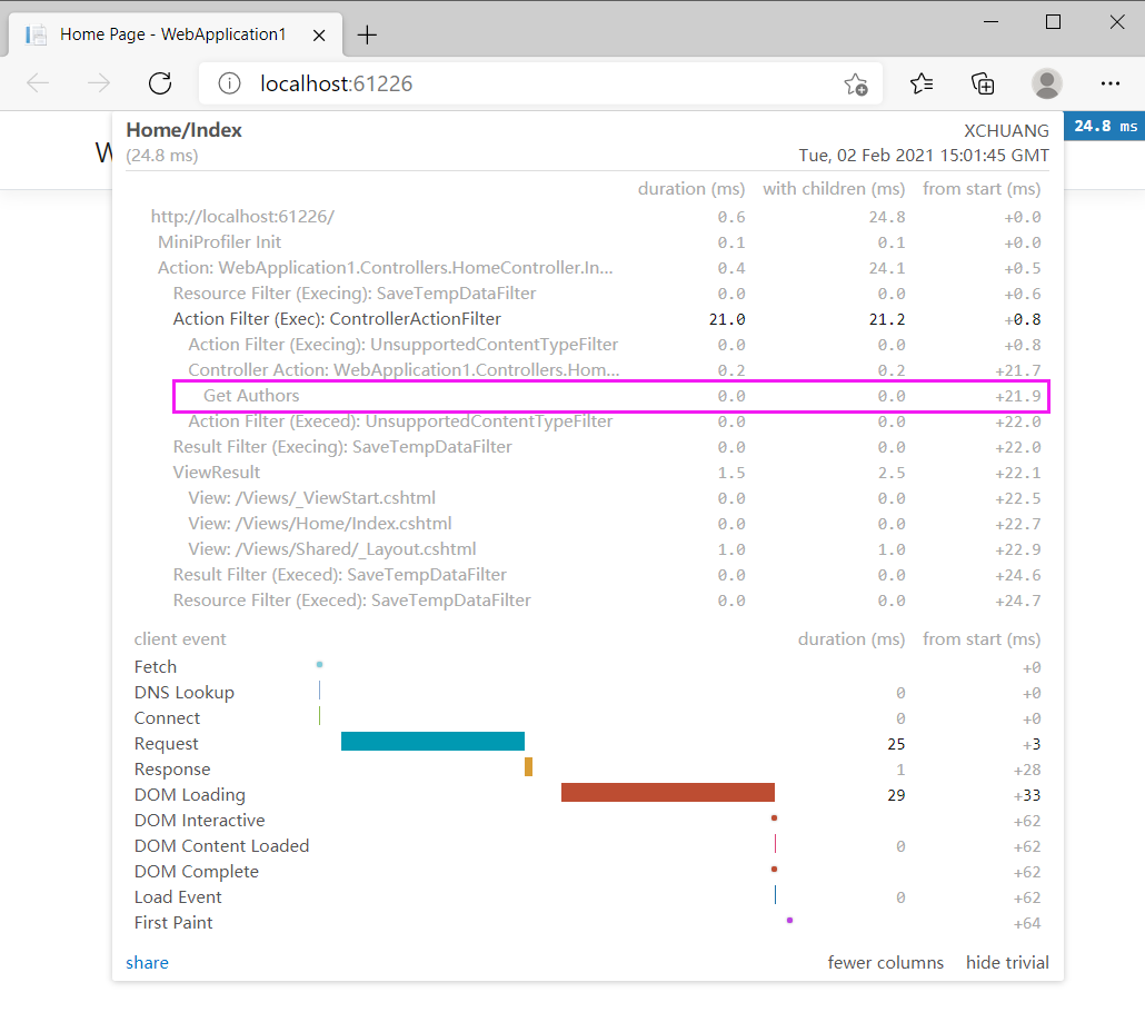 如何在ASP.Net Core中使用MiniProfiler