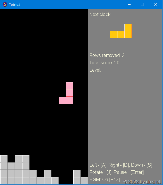 C# 和 MonoGame 开发俄罗斯方块游戏