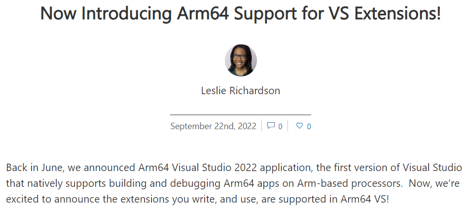 微软为 Visual Studio 扩展添加对 Arm64 的支持