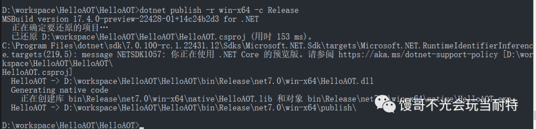 不安装运行时运行 .NET 程序 - NativeAOT