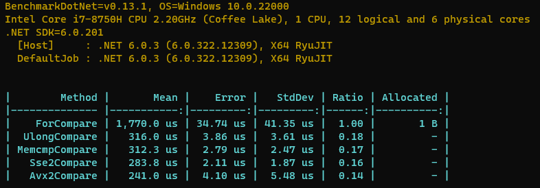 .NET 如何快速比较两个byte数组是否相等