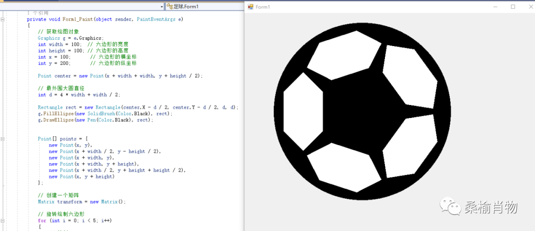 使用 C# Graphics 绘图来绘制一个足球