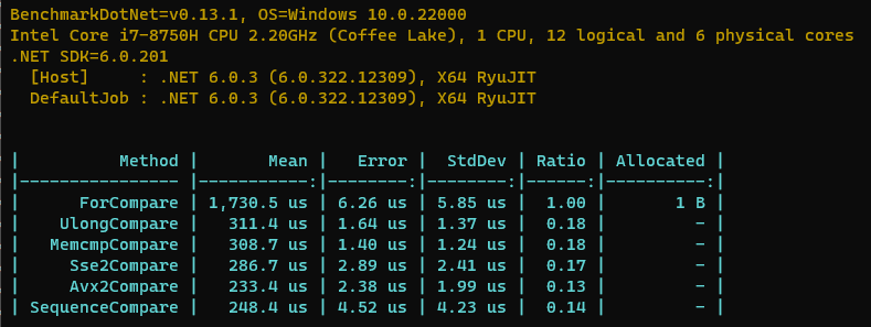 .NET 如何快速比较两个byte数组是否相等