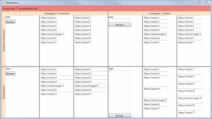 WPF-带填充的 WrapPanel