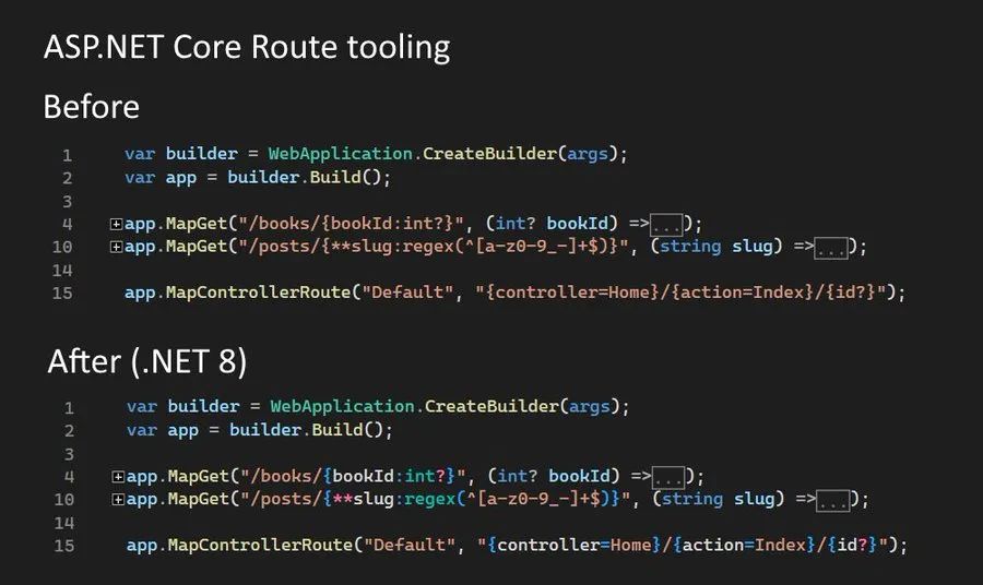 ASP.Net 8将提供路由语法高亮提示