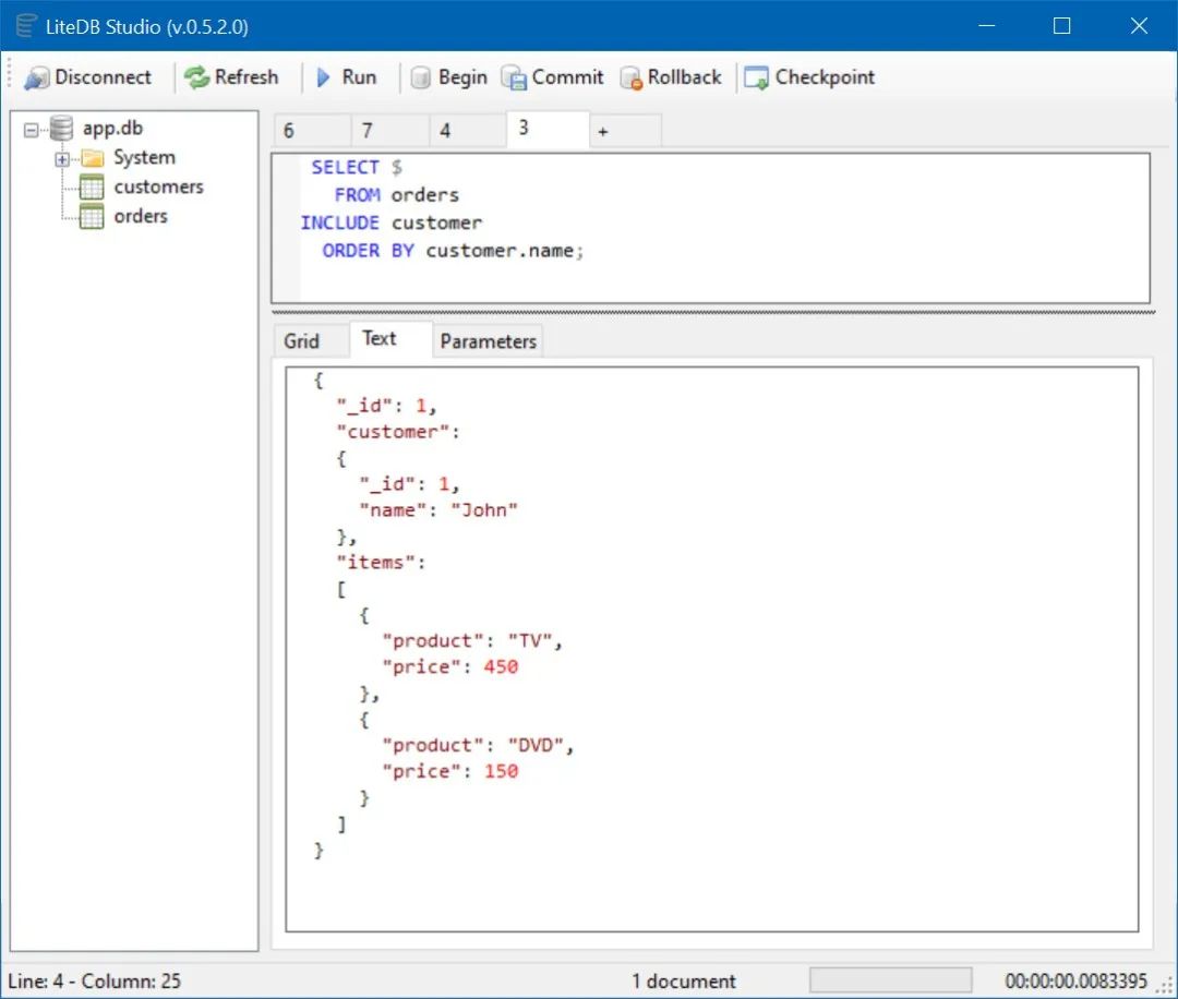 一个小型、快速、轻量级的 .NET NoSQL 嵌入式数据库LiteDB