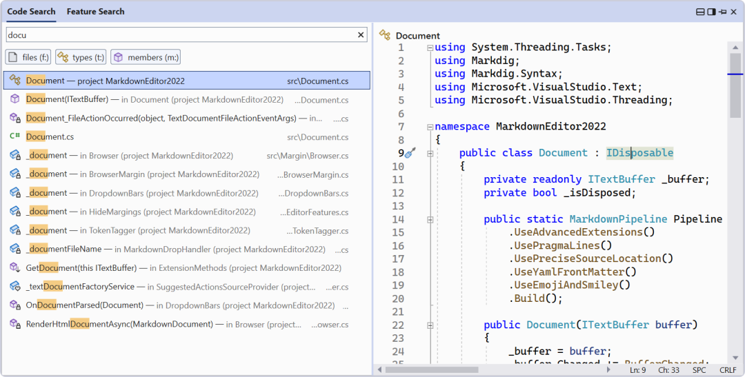 在 Visual Studio 中更好地进行搜索