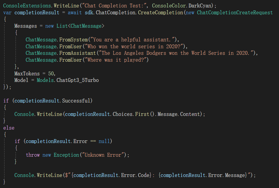 一个.Net版本的ChatGPT SDK