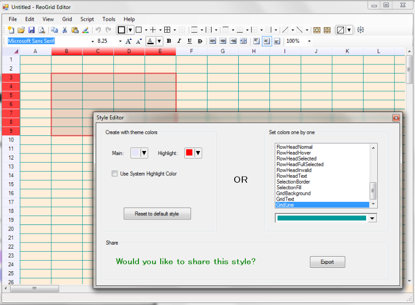 一个.Net强大的Excel控件ReoGrid，支持WinForm、WPF、Android