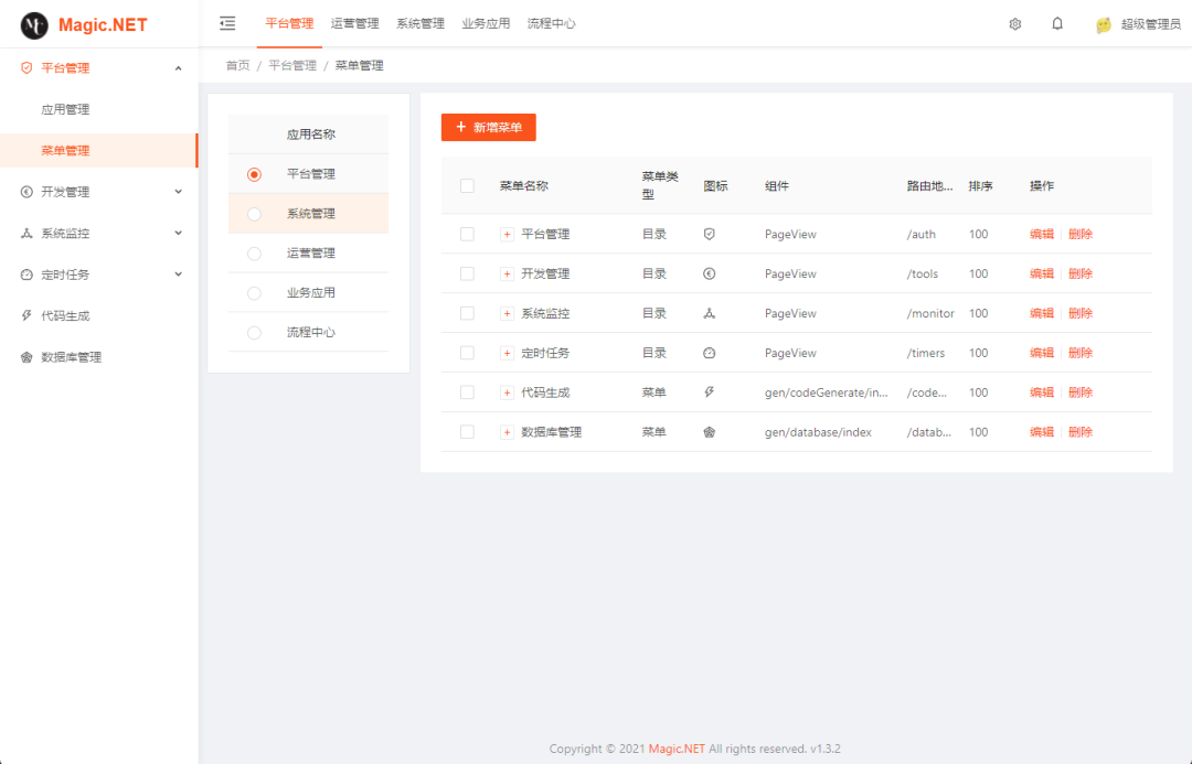 一个基于.NET 7 + Furion实现的通用管理平台Magic.NET