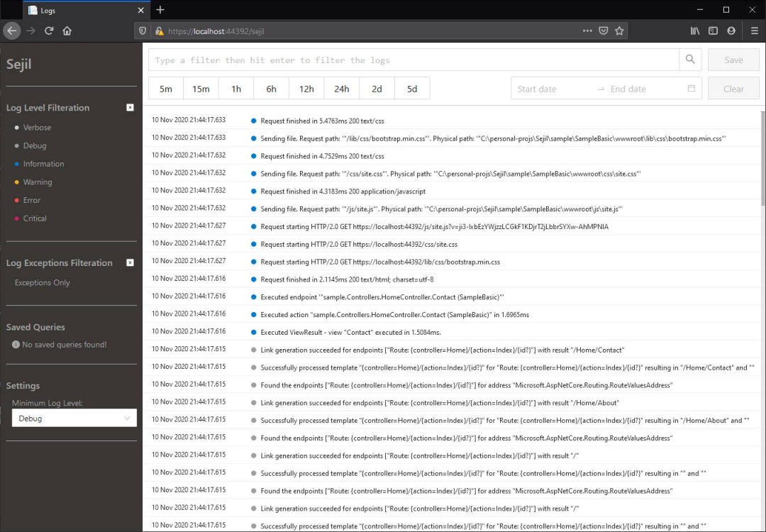 null Sejil - 开箱即用的 .NET 日志管理组件